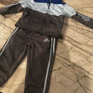Adidas Kids' Gray and Blue Jogger Set
